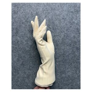 Vintage Hansen Gloves Cream Suede-Supreme Washable Mid Length Gauntlet Size 7